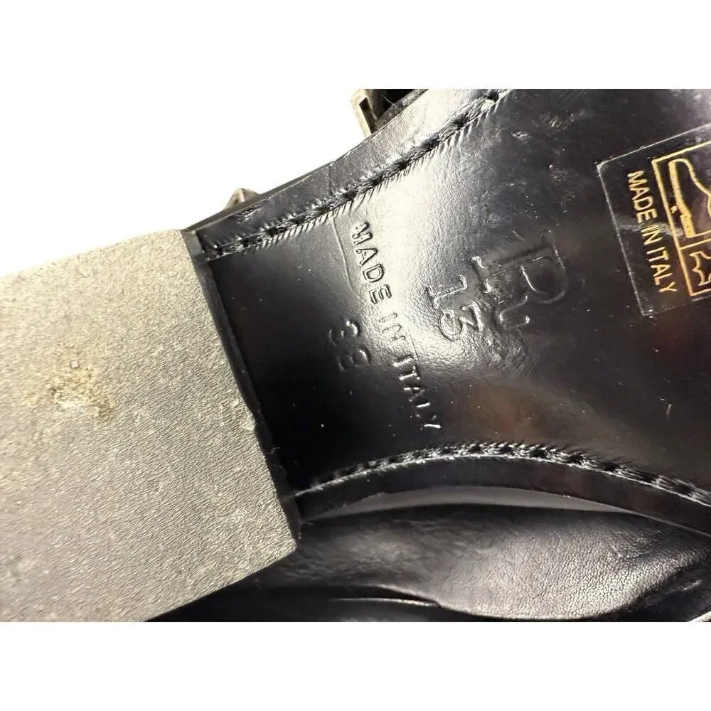 R13 Ankle Three Buckle Boot Black Leather sz 38 $995